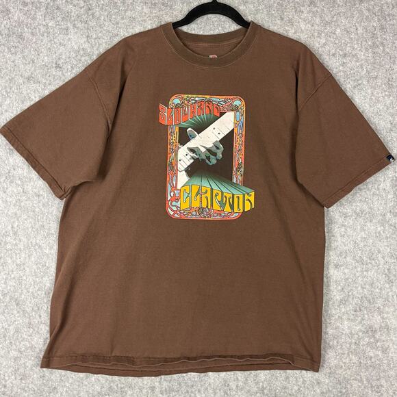 Fruit of the Loom Other - Vintage Eric Clapton Slowhand T Shirt Adult XL Brown Graphic Concert Tee Y2K